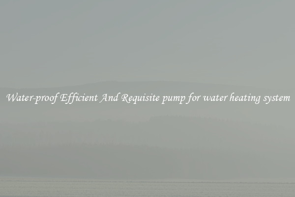Water-proof Efficient And Requisite pump for water heating system